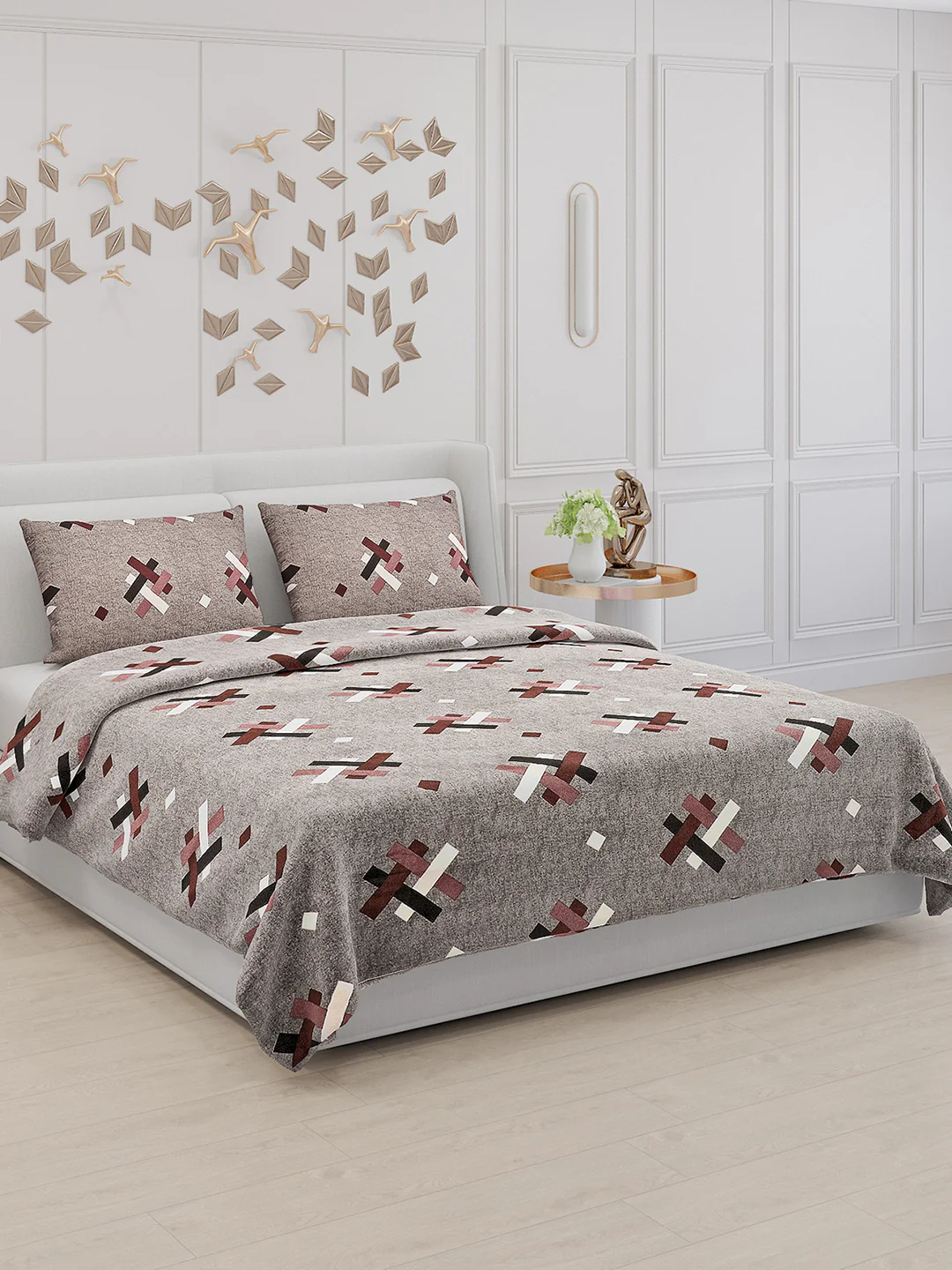 104 TC Cotton Double Bed Bedsheet with 2 Pillow Covers - Updated - Updated - Updated