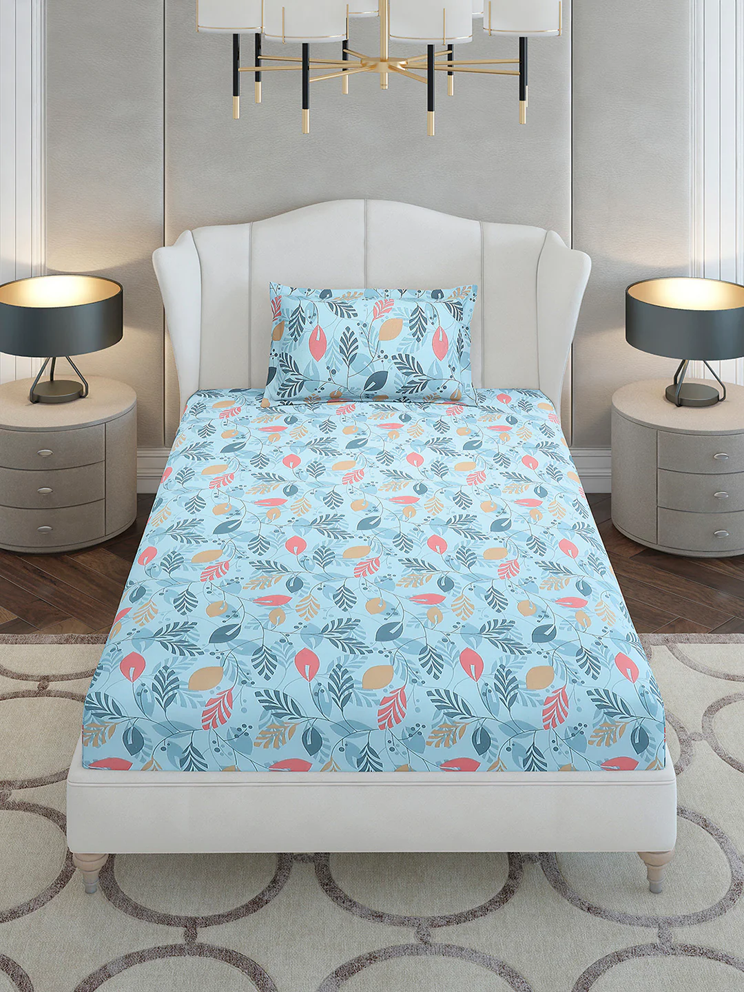 104 TC Cotton Single Bedsheet with 1 Pillow Cover (Elegance)