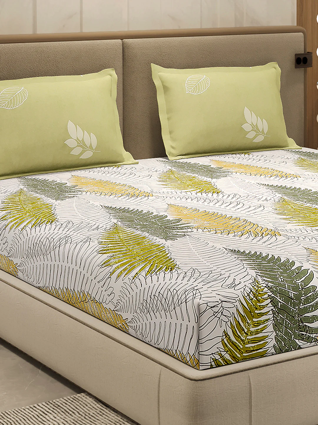 110 GSM Polyester Double Bed 1 Bedsheet with 2 Pillow Cover (Aromatica)