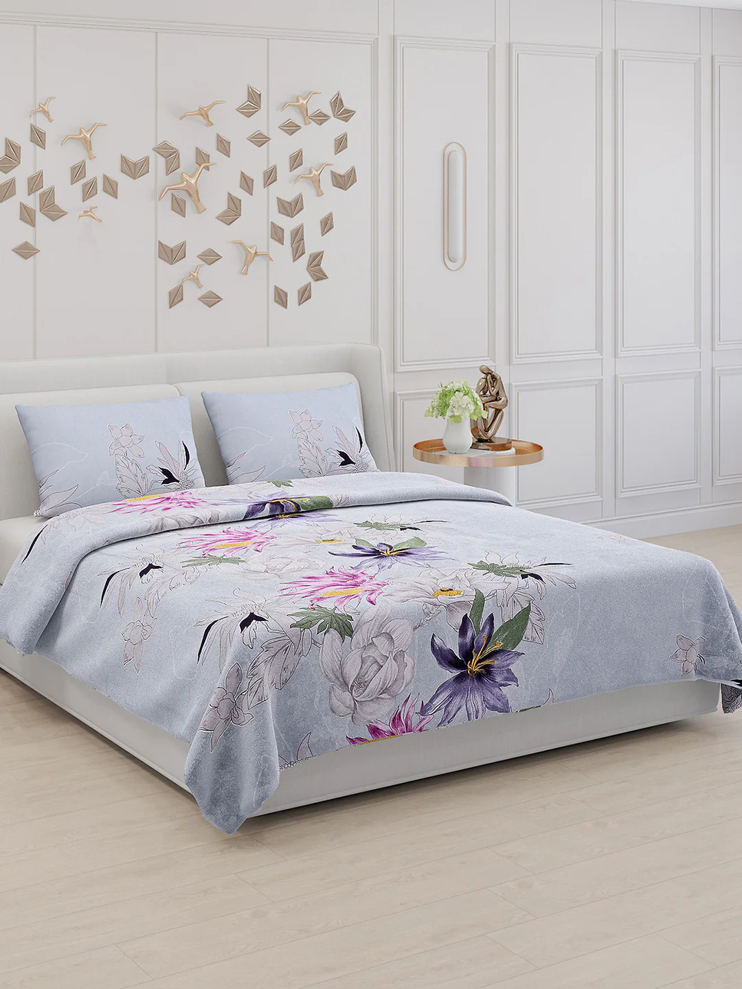 110 GSM Polyester Double Bed Bedsheet with 2 Pillow Covers - Updated - Updated - Updated