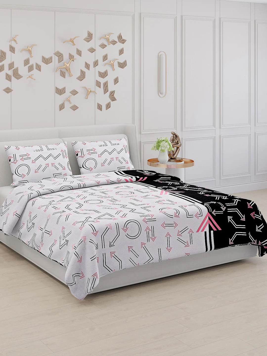 110 GSM Polyester Double Bed Bedsheet with 2 Pillow Covers - Updated - Updated - Updated