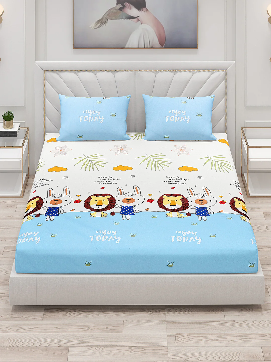 120 GSM Polyester Double Bed Bedsheet with 2 Pillow Covers - Updated - Updated - Updated - Image 2