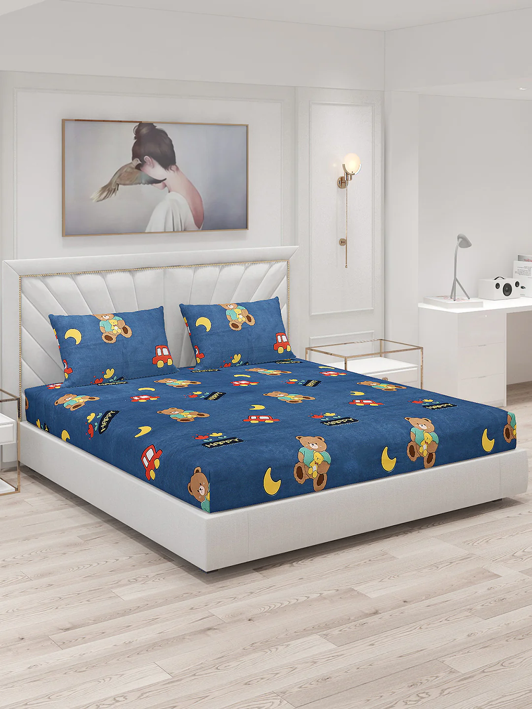 120 GSM  Polyester Double Bed Bedsheet with 2 Pillow Covers - Updated - Updated