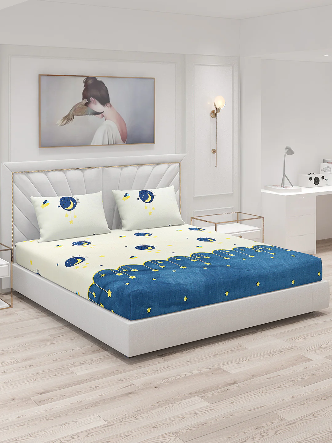 120 GSM Polyester Double Bed Bedsheet with 2 Pillow Covers - Updated - Updated - Updated