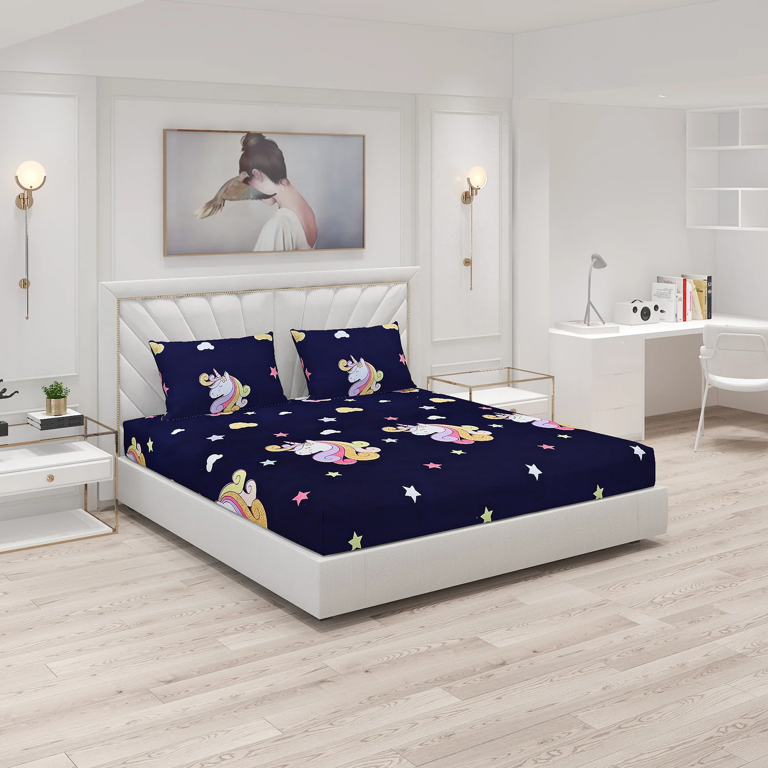 120 GSM Polyester Double Bed Bedsheet with 2 Pillow Covers - Updated - Updated