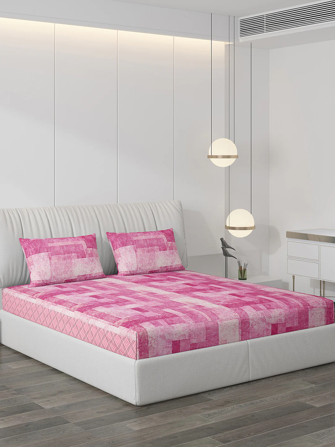 120 GSM Polyester Double Bed Bedsheet with 2 Pillow Covers - Updated - Updated