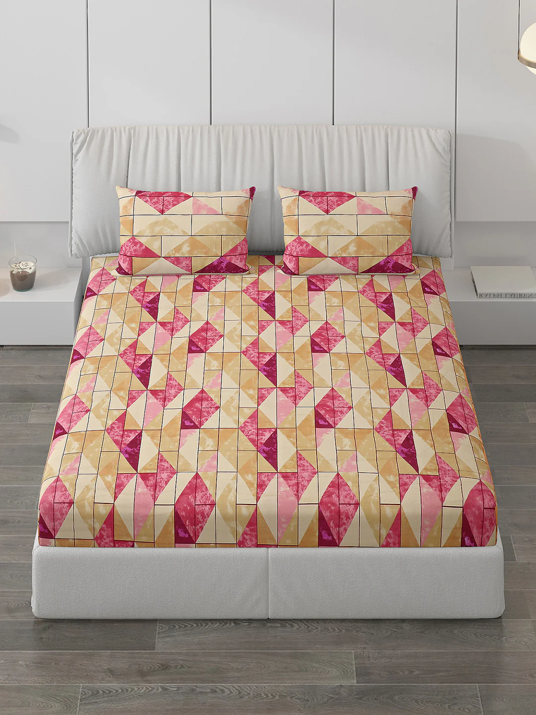 120 GSM Polyester Double Bed Bedsheet with 2 Pillow Covers - Updated - Updated - Image 2