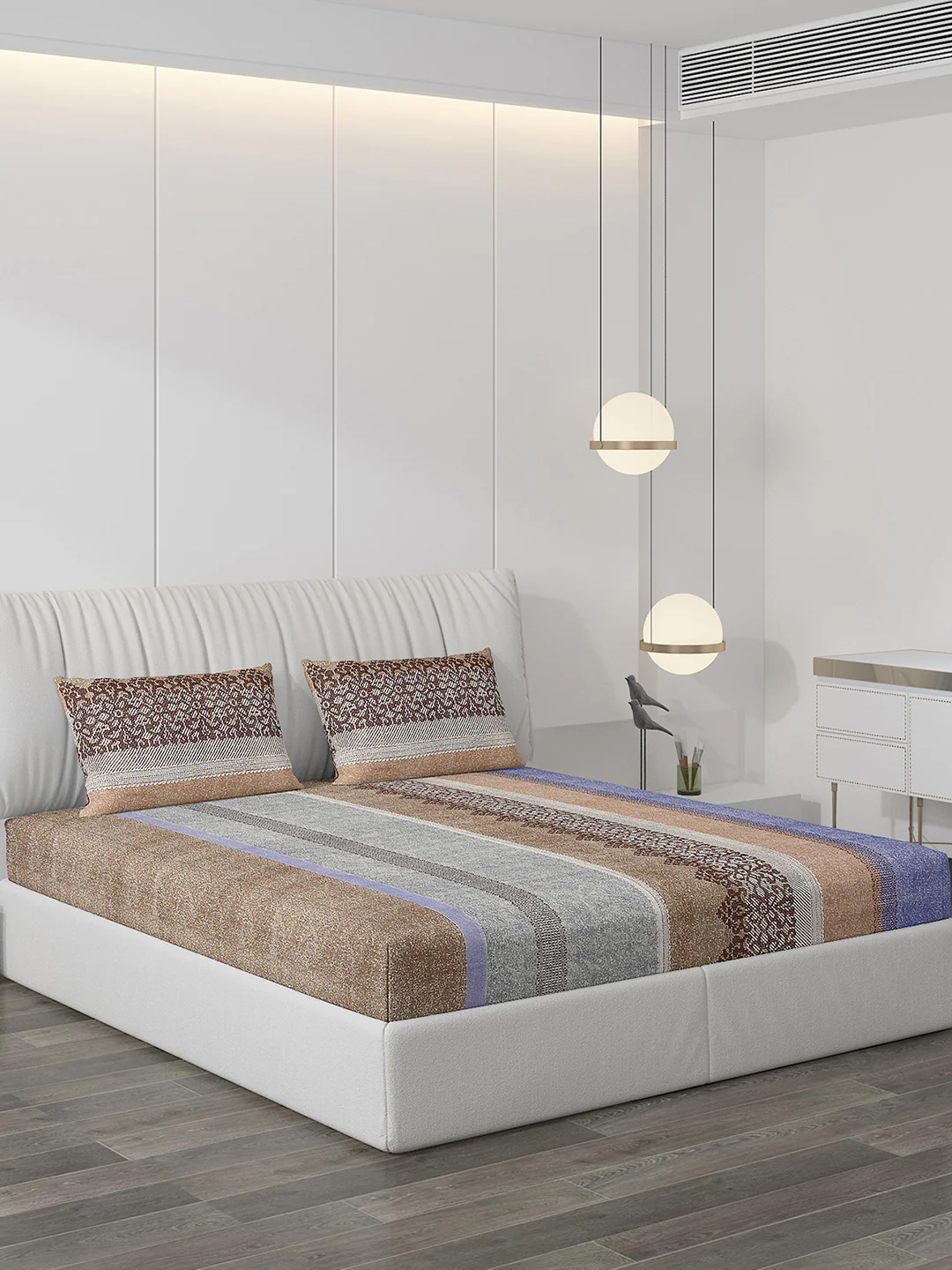 120 GSM  Polyester Double Bed Bedsheet with 2 Pillow Covers - Updated - Updated