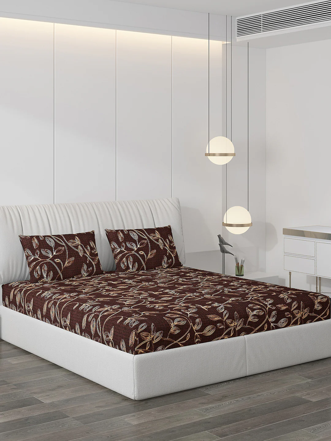 120 GSM  Polyester Double Bed Bedsheet with 2 Pillow Covers - Updated - Updated