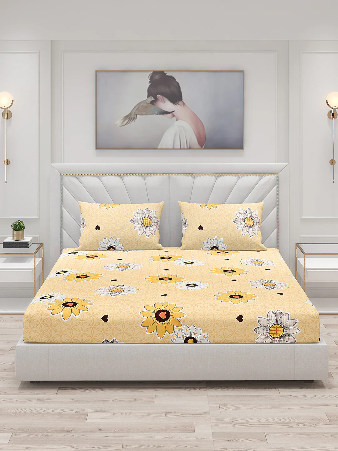 120 GSM Polyester Double Bed Bedsheet with 2 Pillow Covers - Updated - Updated - Image 3