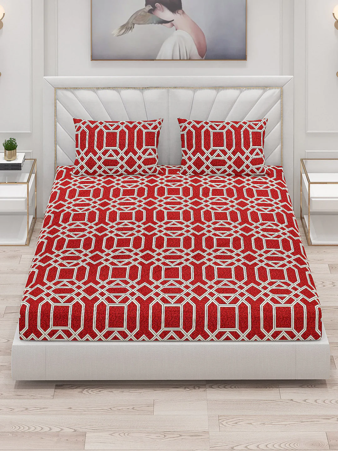 120 GSM Polyester Double Bed Bedsheet with 2 Pillow Covers - Updated - Updated - Image 2