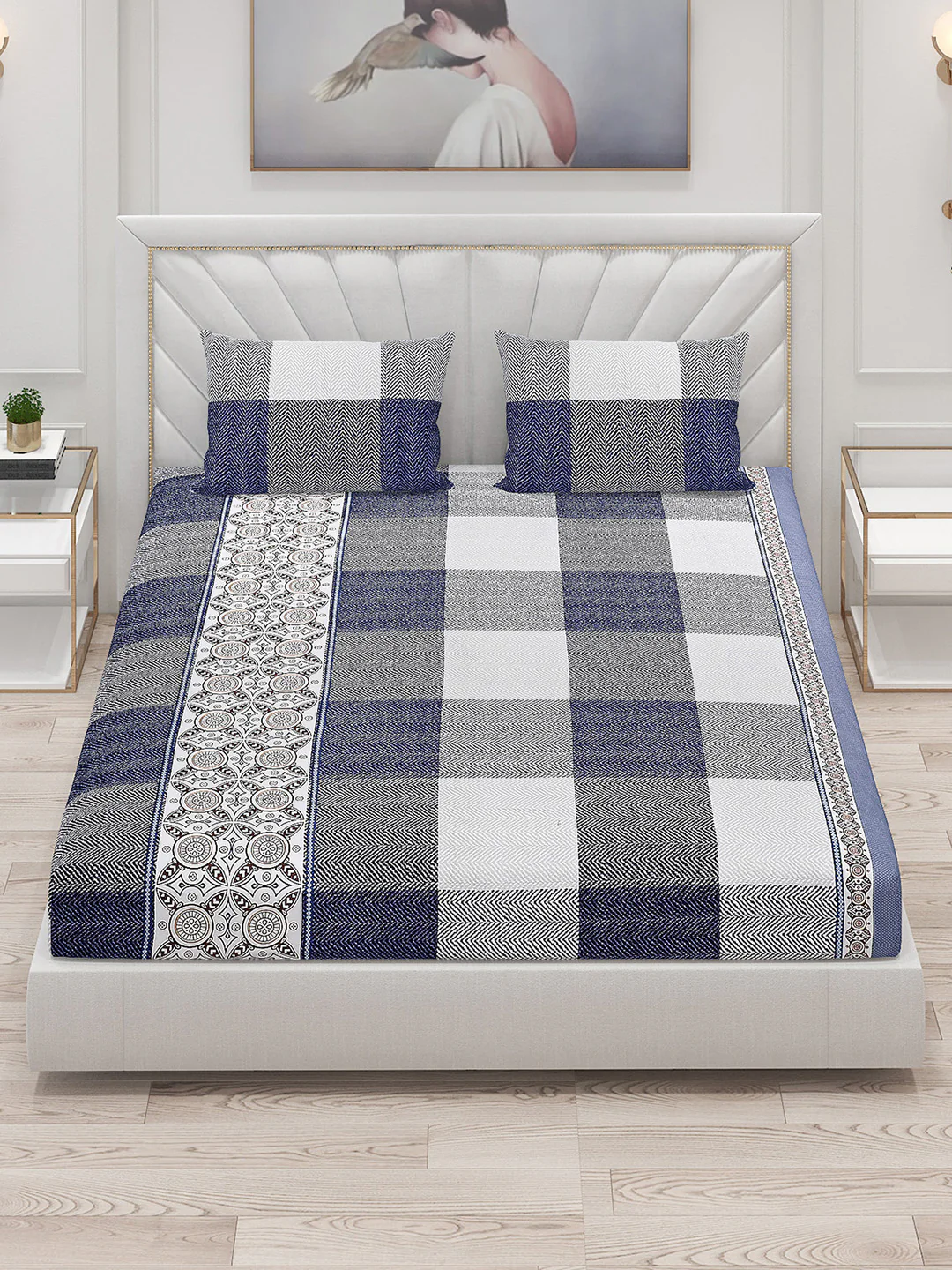 120 GSM Polyester Double Bed Bedsheet with 2 Pillow Covers - Updated - Updated - Image 2