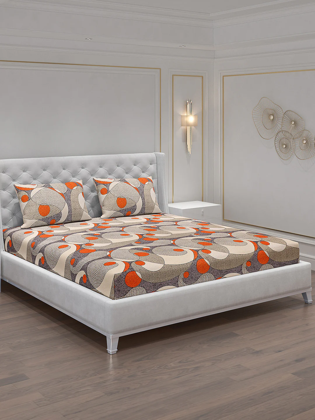 120 GSM  Polyester Double Bed Bedsheet with 2 Pillow Covers - Updated