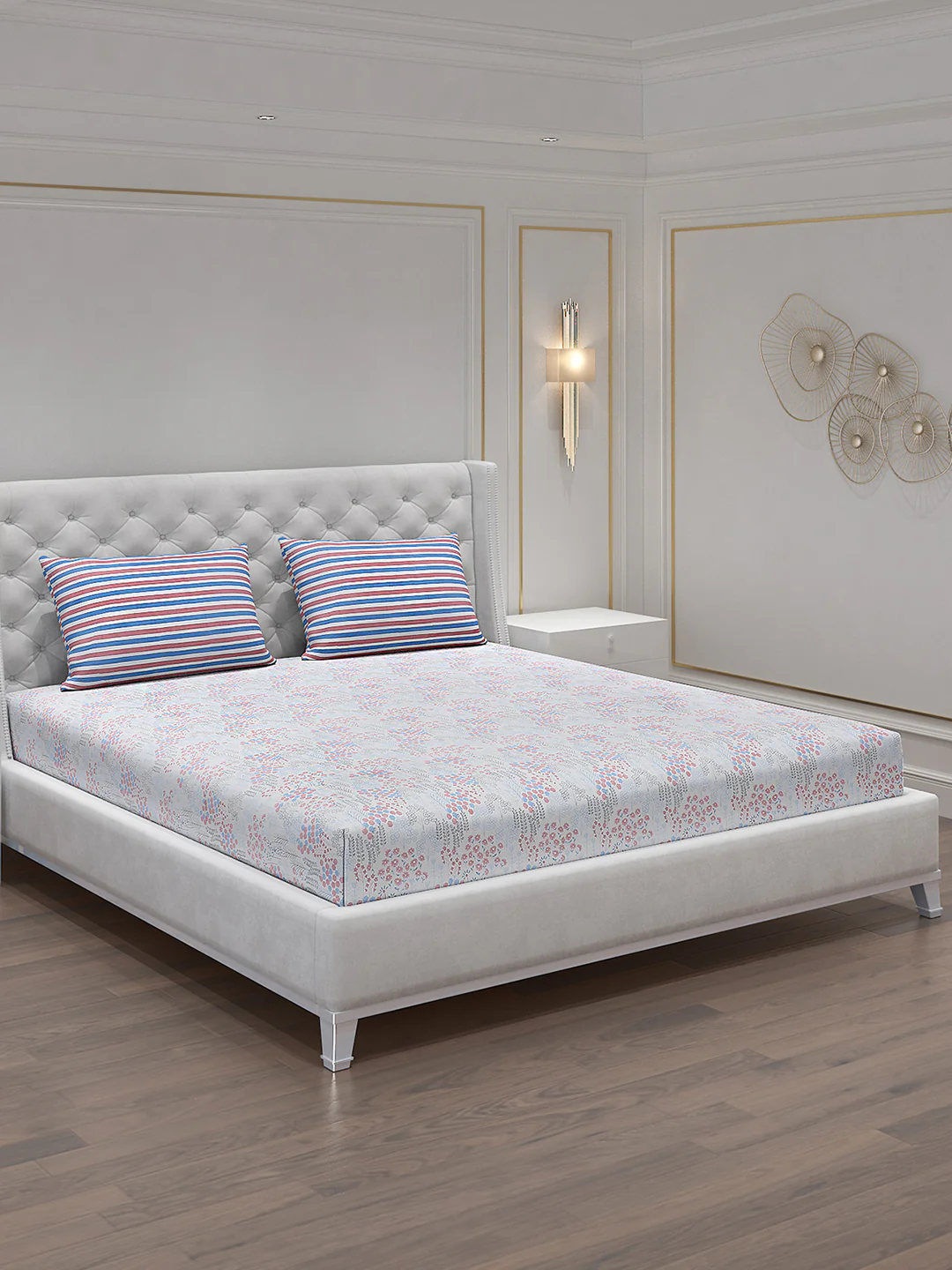 120 GSM  Polyester Double Bed Bedsheet with 2 Pillow Covers - Updated - Updated