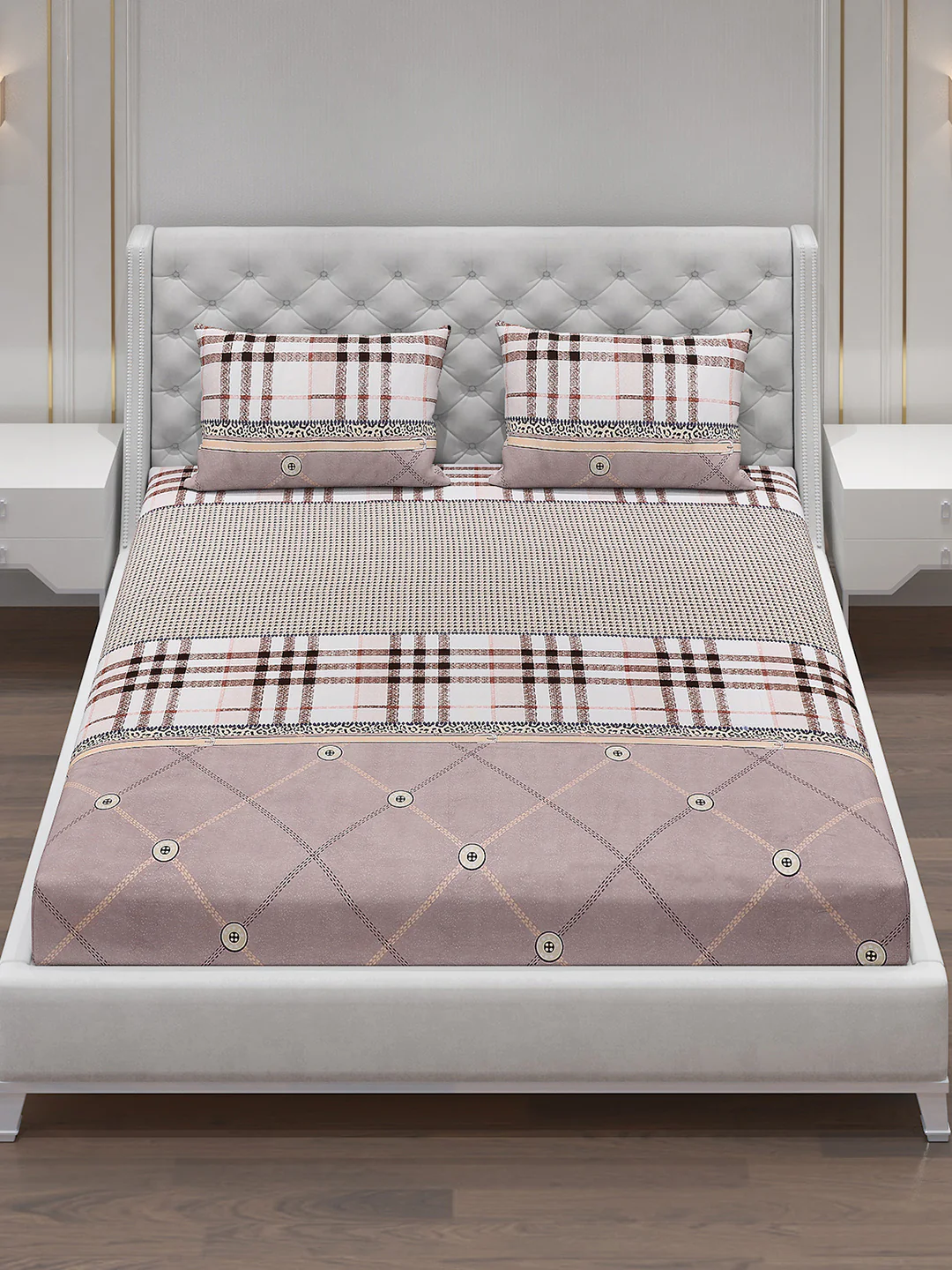 120 GSM Polyester Double Bed Bedsheet with 2 Pillow Covers - Updated - Updated - Image 2