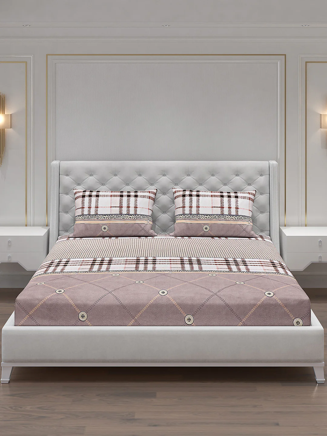 120 GSM Polyester Double Bed Bedsheet with 2 Pillow Covers - Updated - Updated - Image 3