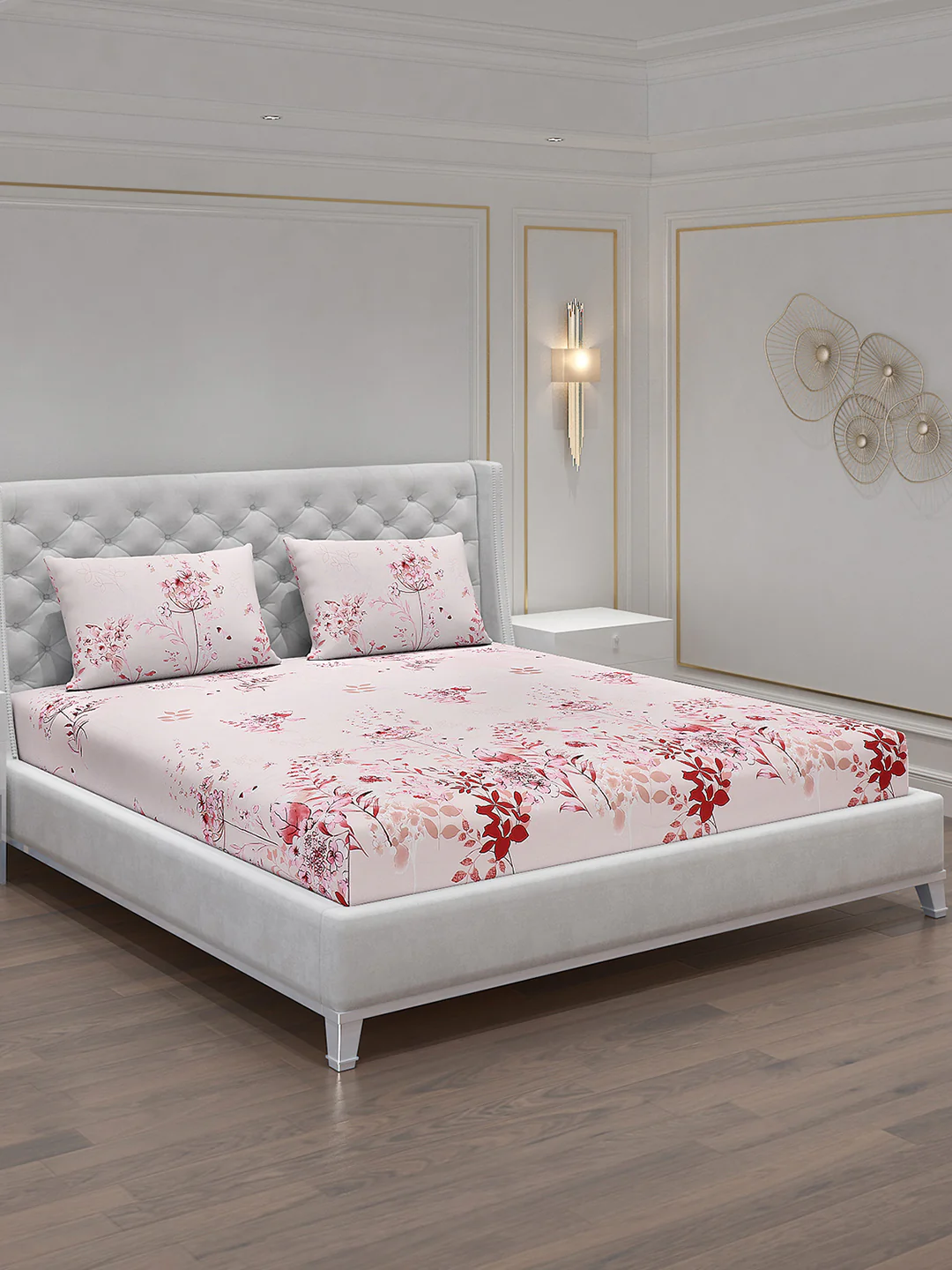 120 GSM Polyester Double Bed Bedsheet with 2 Pillow Covers - Updated - Updated