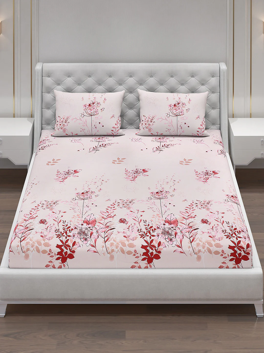 120 GSM Polyester Double Bed Bedsheet with 2 Pillow Covers - Updated - Updated - Image 2