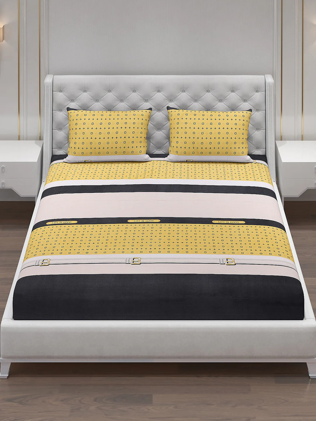 120 GSM Polyester Double Bed Bedsheet with 2 Pillow Covers - Updated - Updated - Image 2