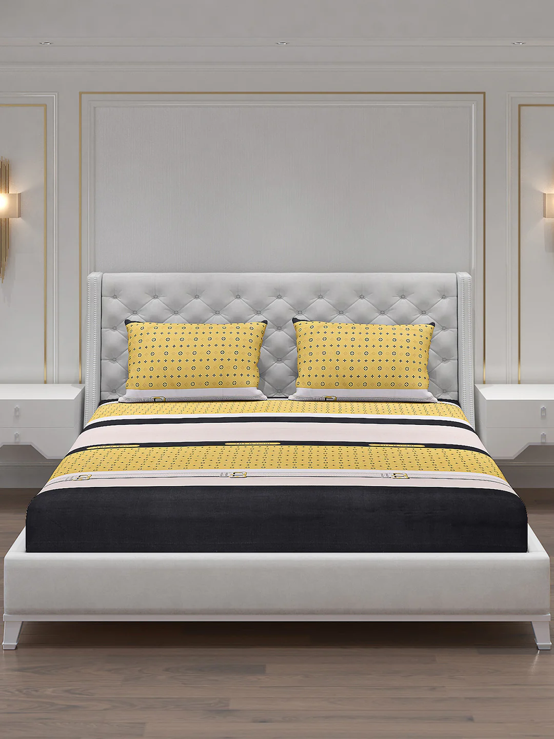 120 GSM Polyester Double Bed Bedsheet with 2 Pillow Covers - Updated - Updated - Image 3