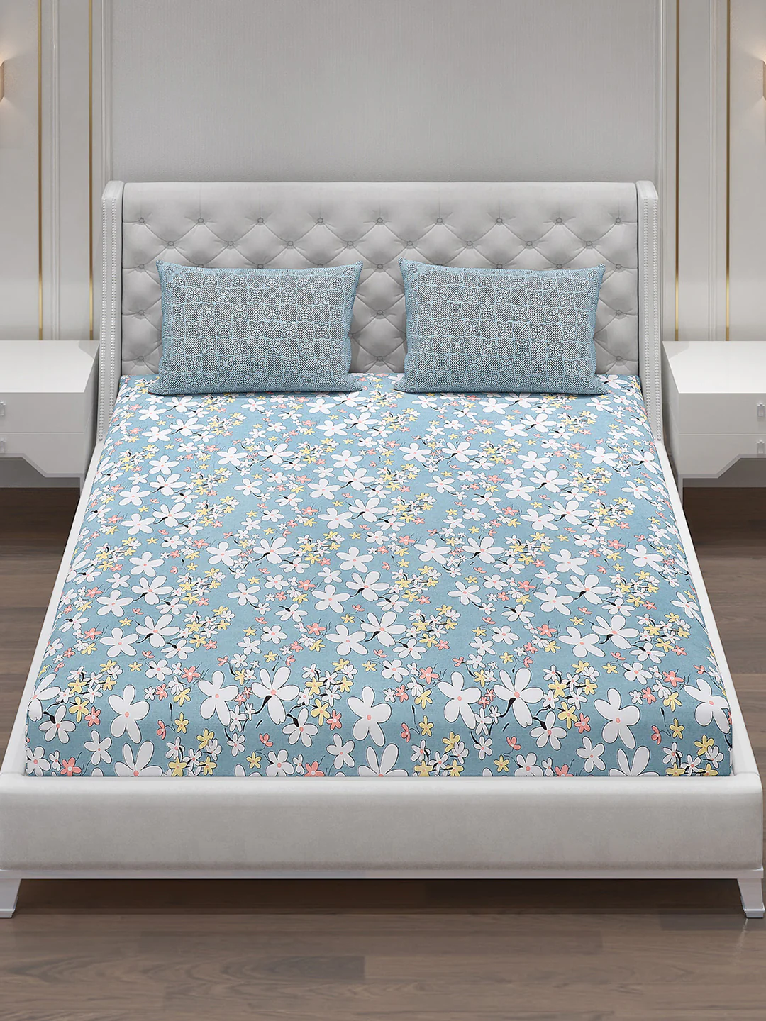 120 GSM Polyester Double Bed Bedsheet with 2 Pillow Covers - Updated - Updated - Image 2