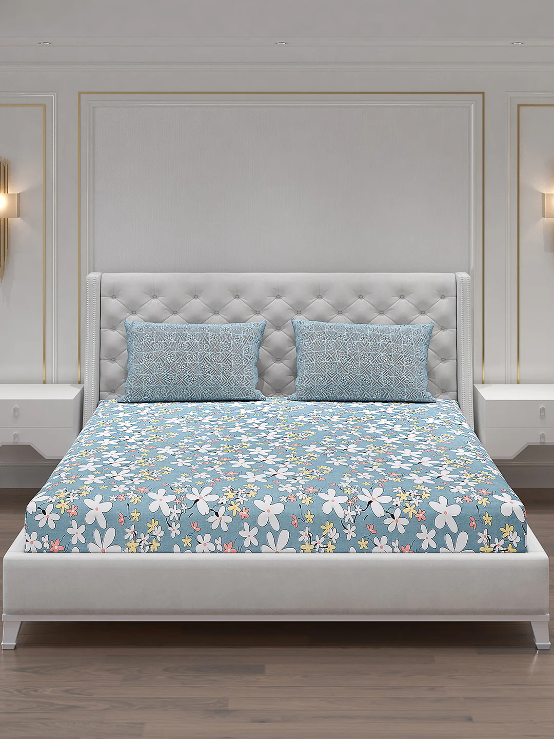 120 GSM Polyester Double Bed Bedsheet with 2 Pillow Covers - Updated - Updated - Image 3