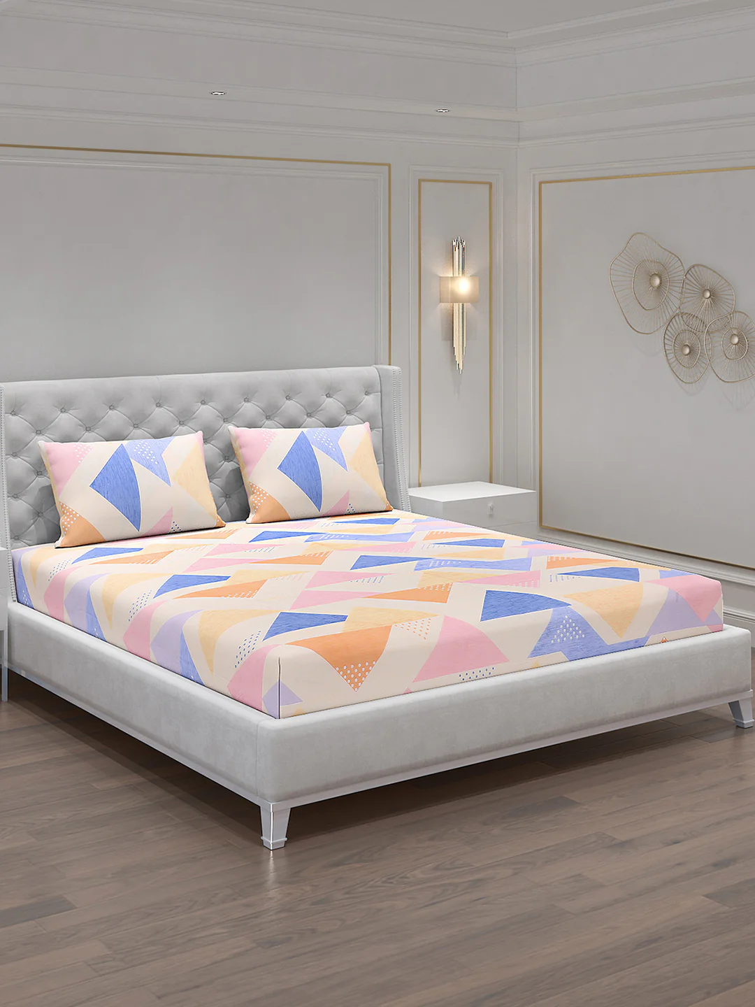 120 GSM  Polyester Double Bed Bedsheet with 2 Pillow Covers - Updated - Updated