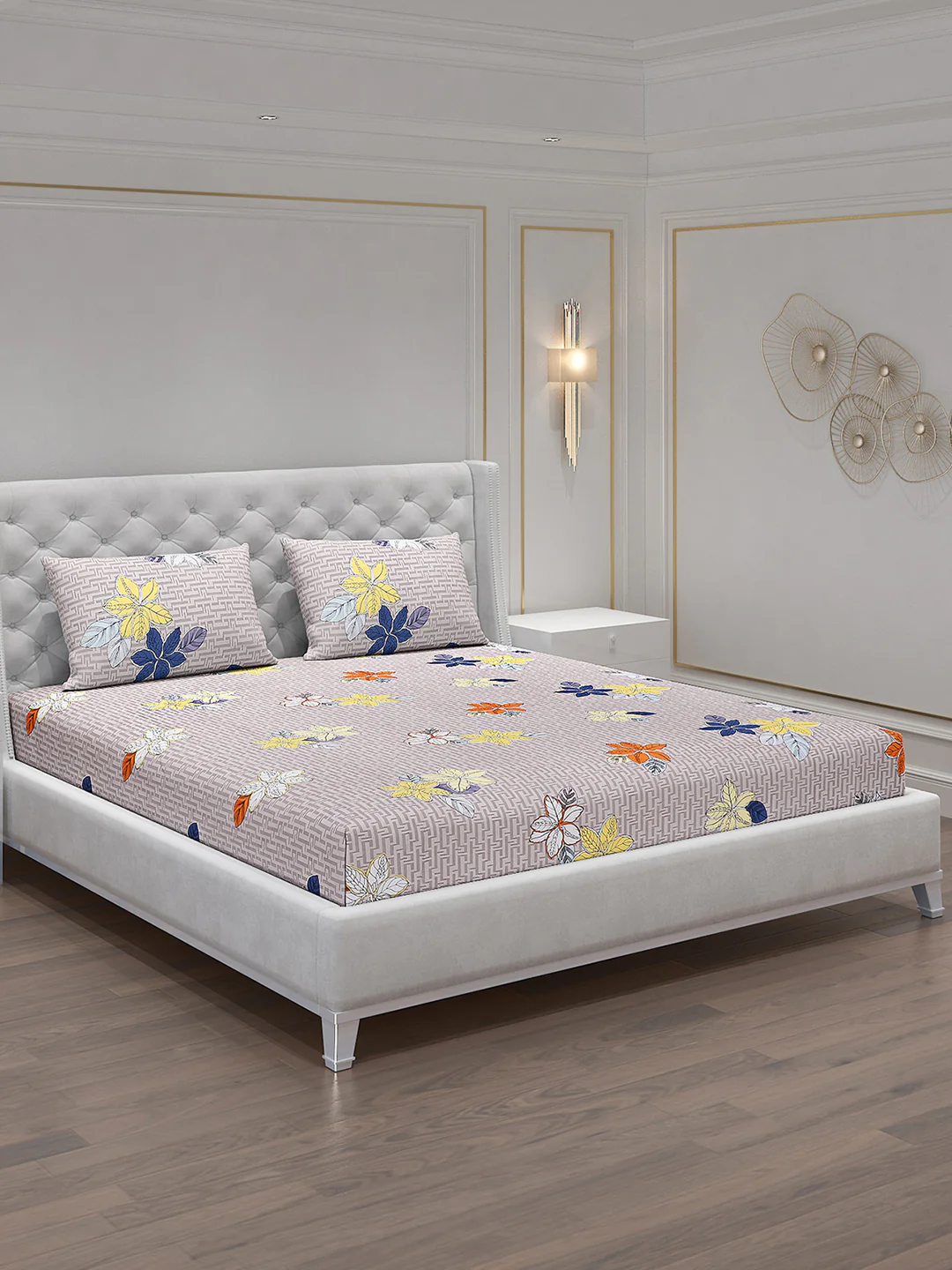 120 GSM  Polyester Double Bed Bedsheet with 2 Pillow Covers - Updated - Updated