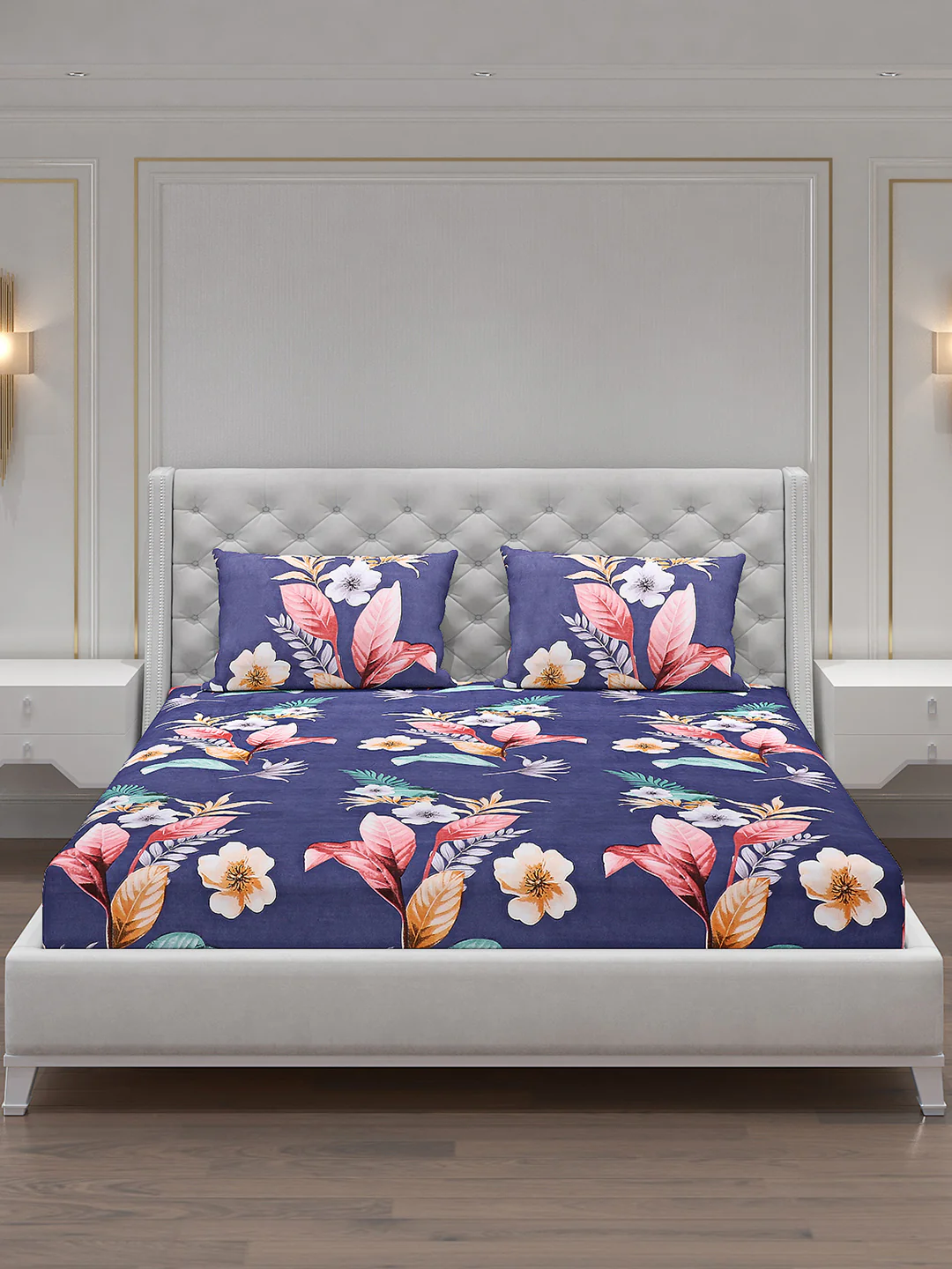 120 GSM Polyester Double Bed Bedsheet with 2 Pillow Covers - Updated - Updated - Image 3