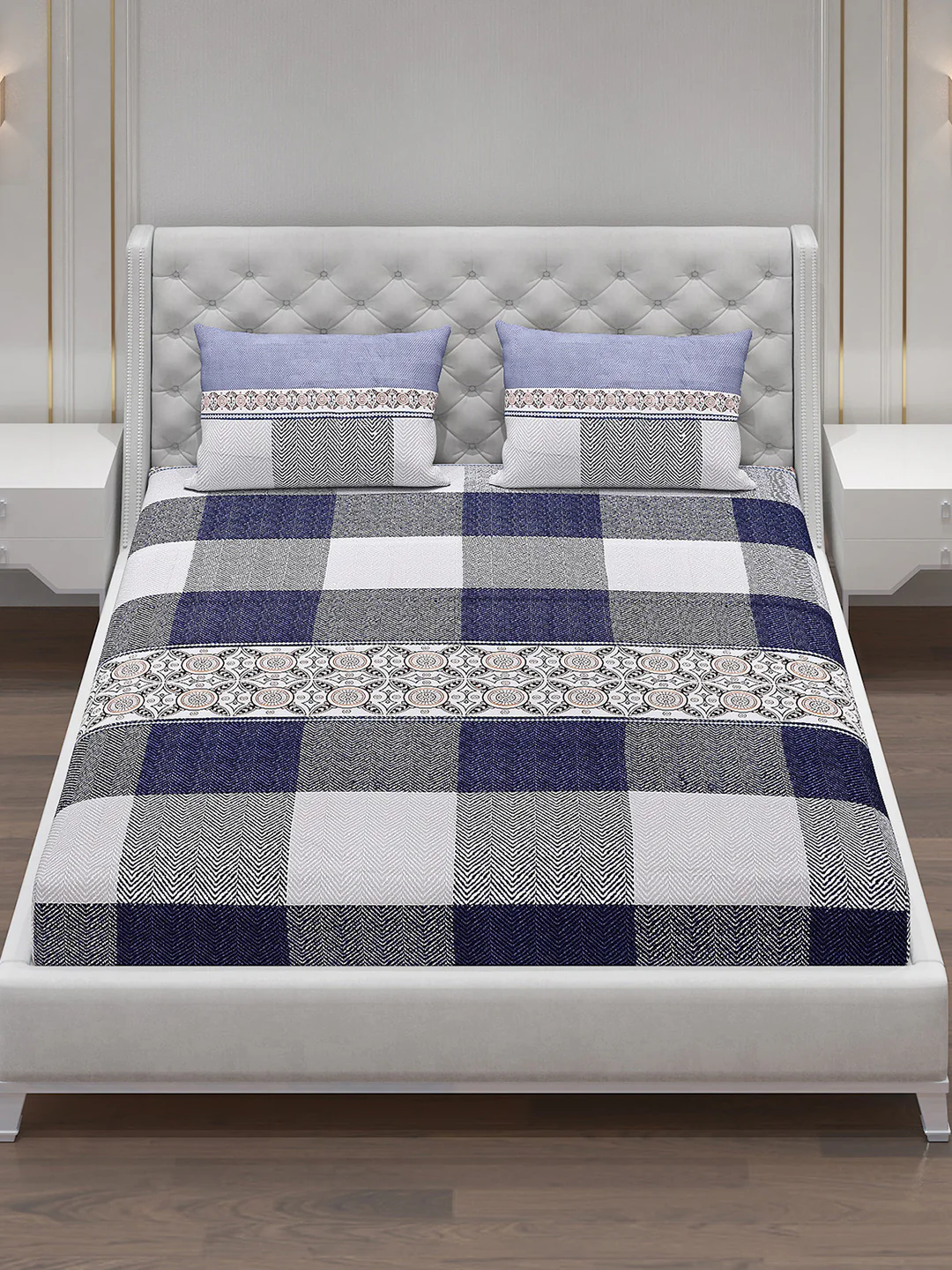 120 GSM Polyester Double Bed Bedsheet with 2 Pillow Covers - Updated - Updated - Image 2