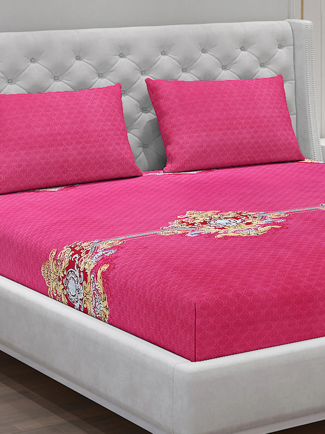 120 GSM Polyester Double Bed Bedsheet with 2 Pillow Covers - Updated - Updated - Image 5