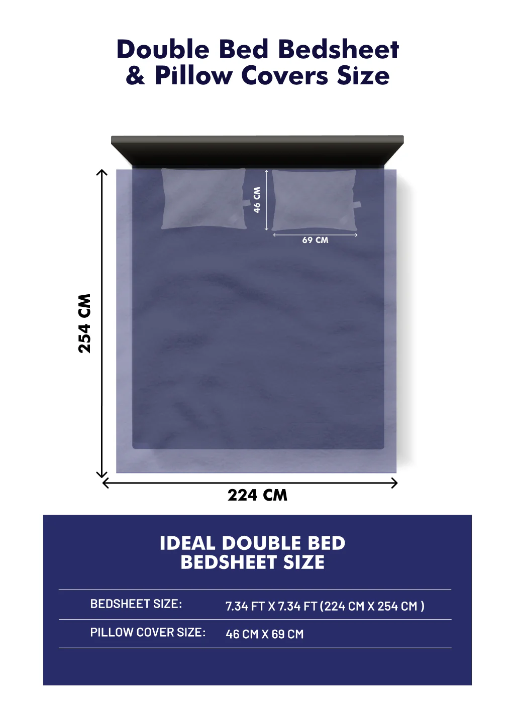 125 GSM Polyester Double Bed Bedsheet with 2 Pillow Covers - Image 4