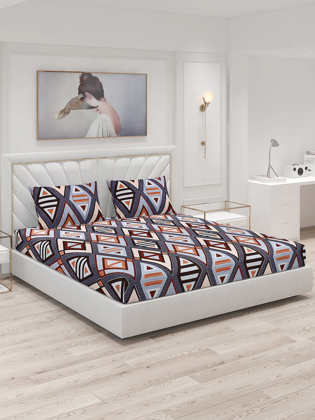 125 GSM Polyester Double Bed Bedsheet with 2 Pillow Covers