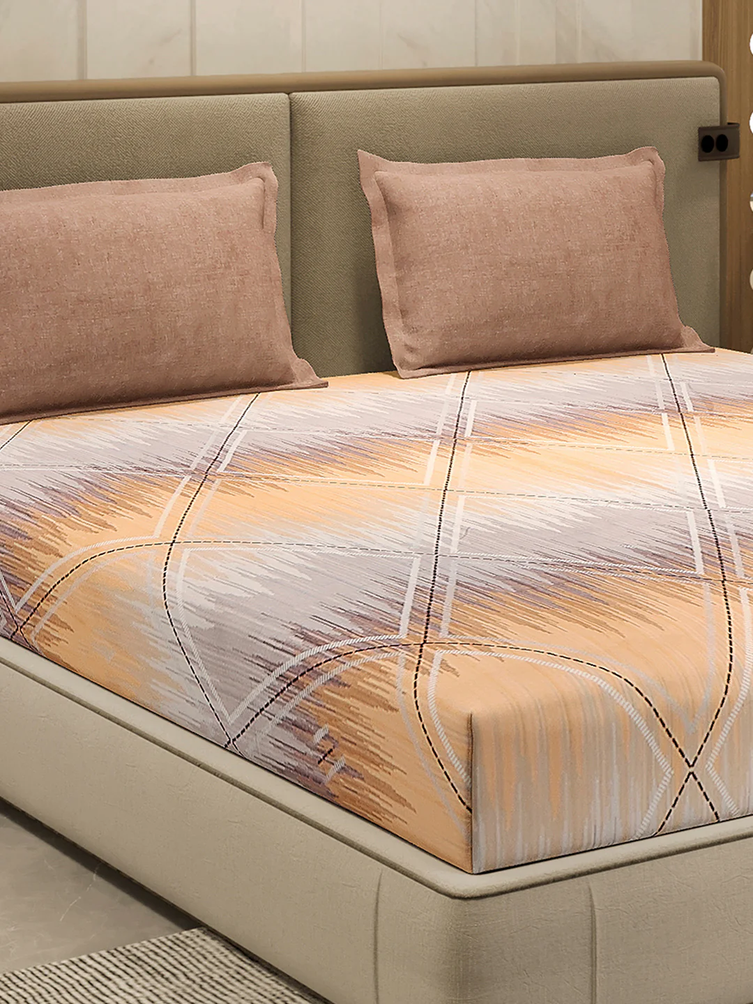 130 GSM Polyester Double Bed 1 Bedsheet with 2 Pillow Cover (Immortal)