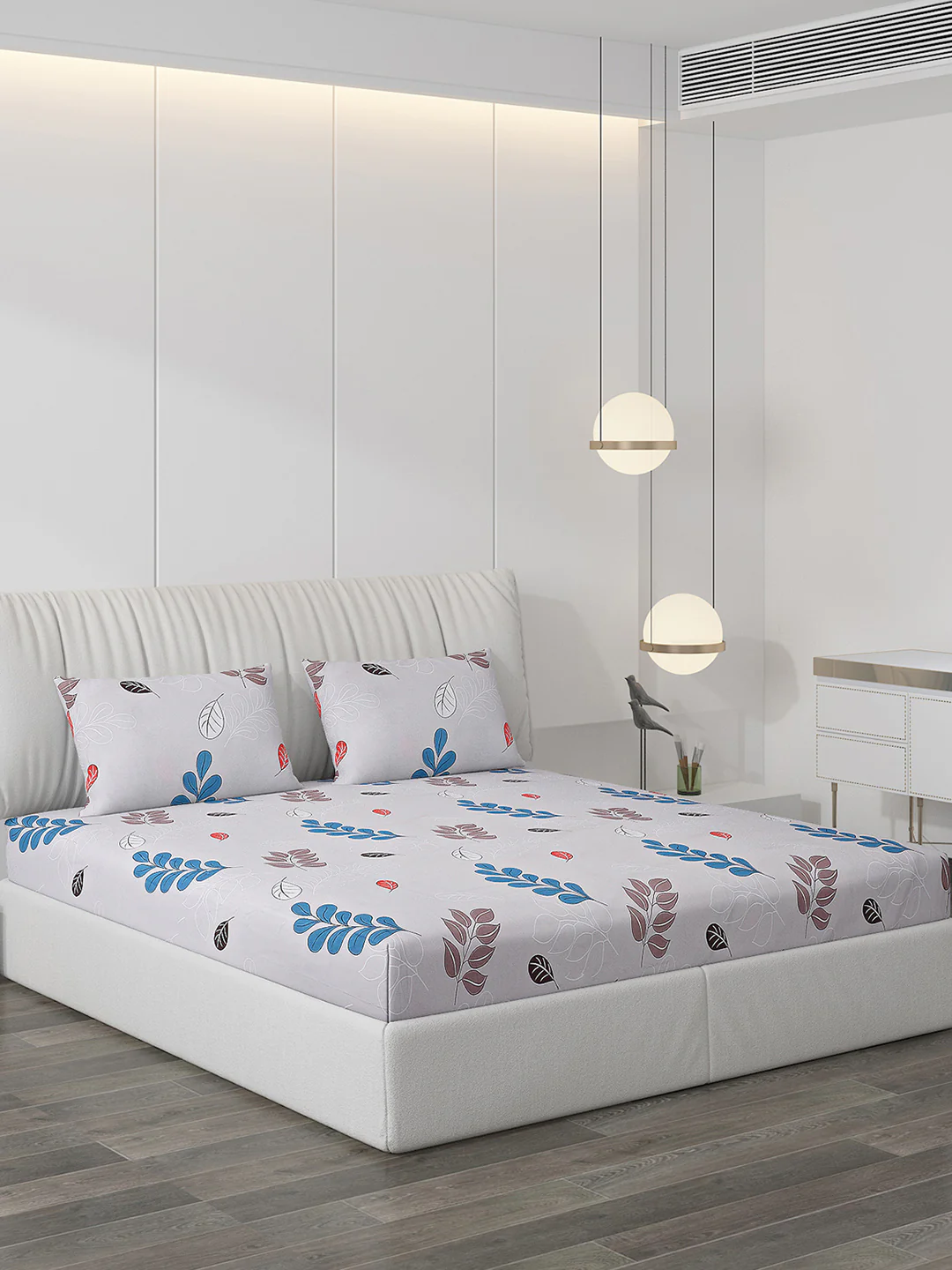 130 GSM Polyester Double Bed Bedsheet with 2 Pillow Covers