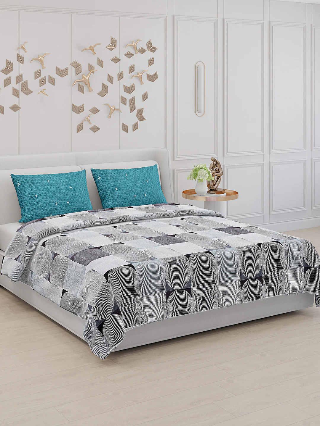 130 GSM Polyester Double Bed Bedsheet with 2 Pillow Covers