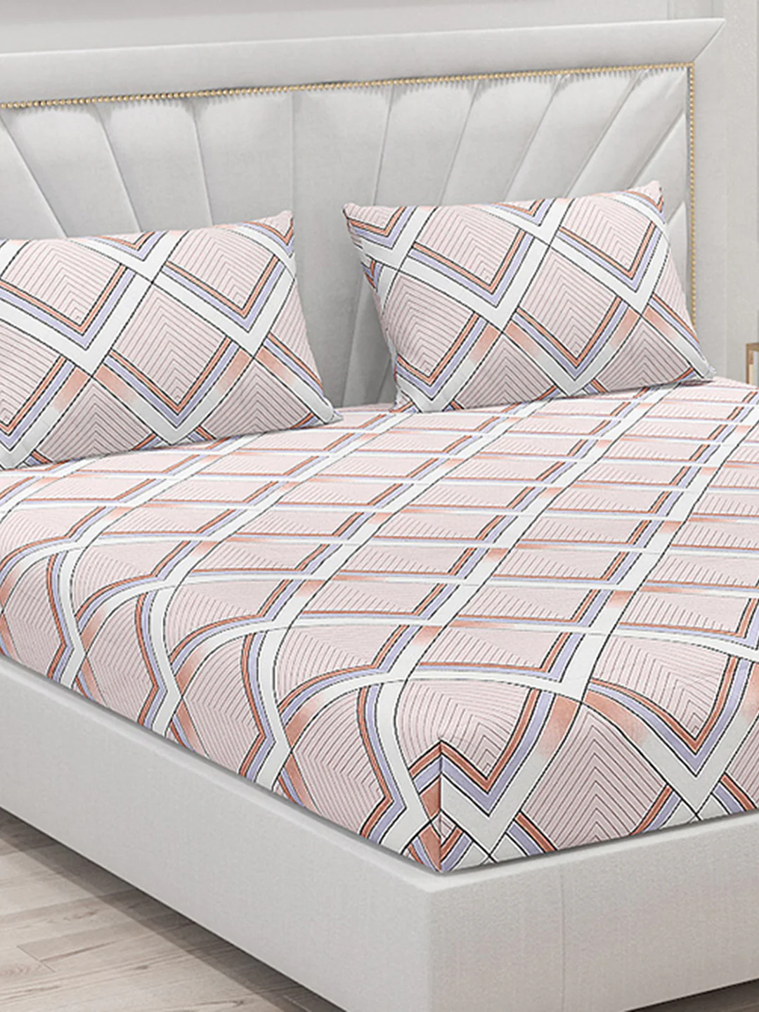130 GSM Polyester Double Bed Bedsheet with 2 Pillow Covers