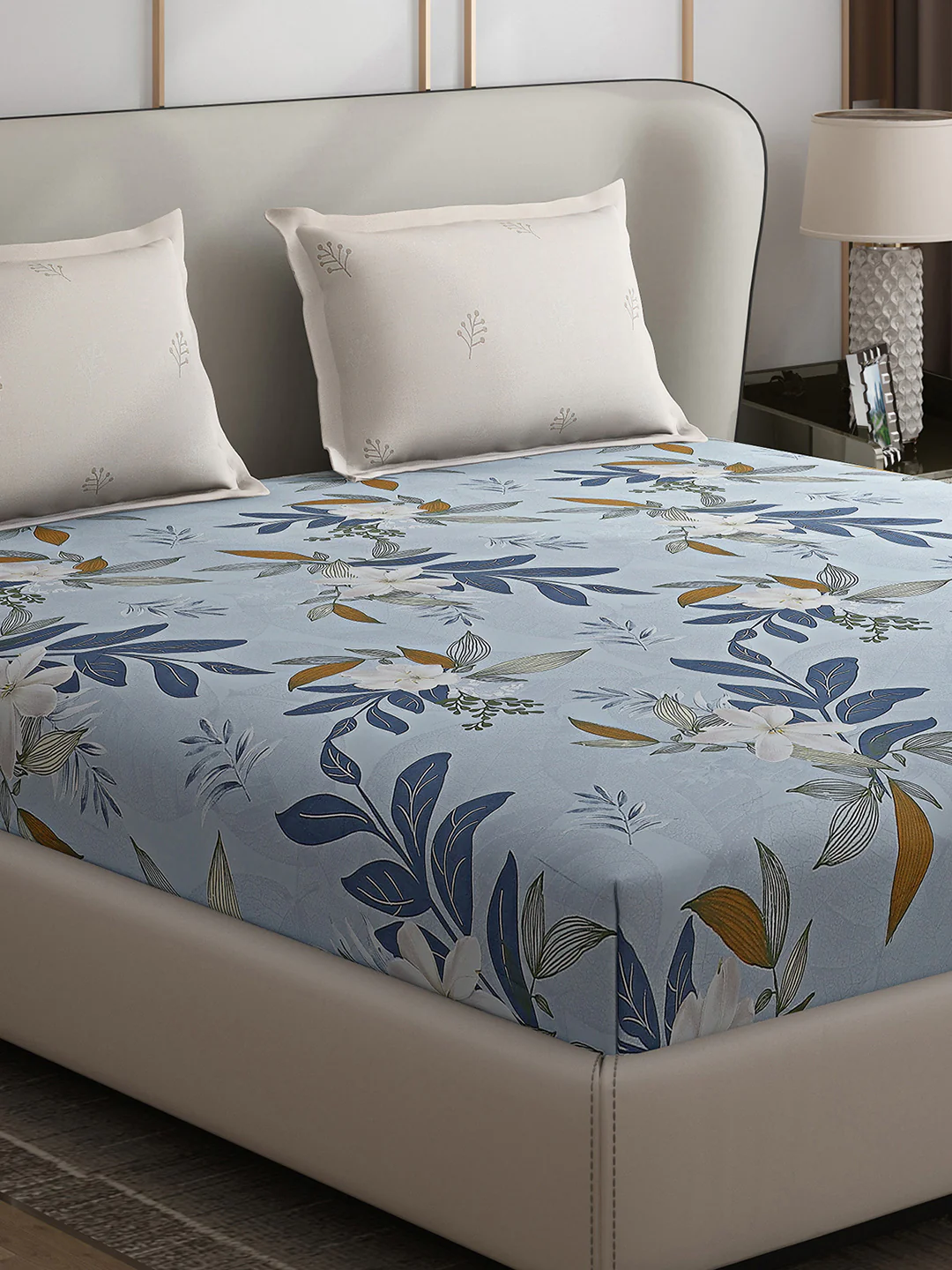 130 GSM Polyester Double Bed 1 Bedsheet with 2 Pillow Covers (Edmond)