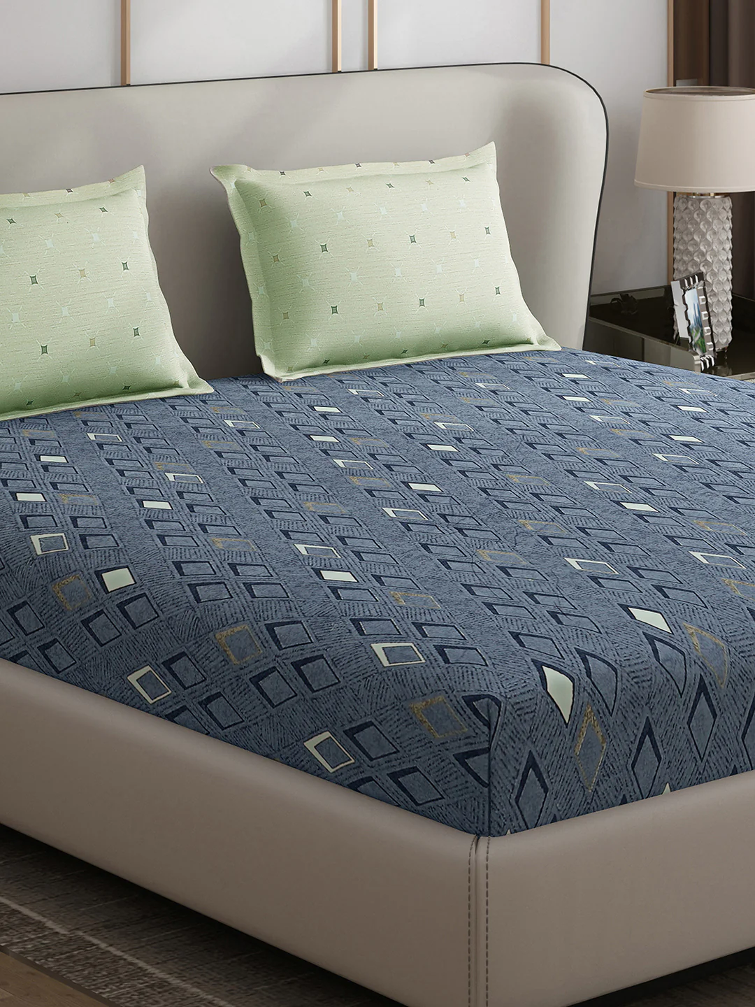 130 GSM Polyester Double Bed 1 Bedsheet with 2 Pillow Covers (Edmond)
