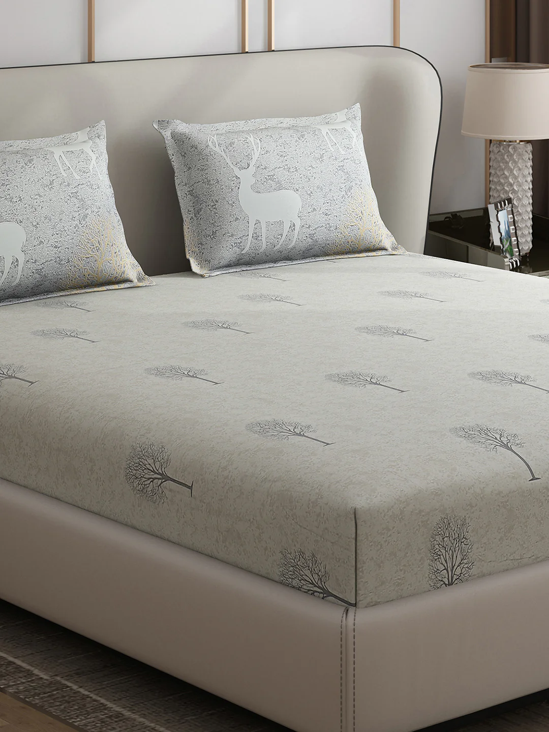 130 GSM Polyester Double Bed 1 Bedsheet with 2 Pillow Covers (Edmond)