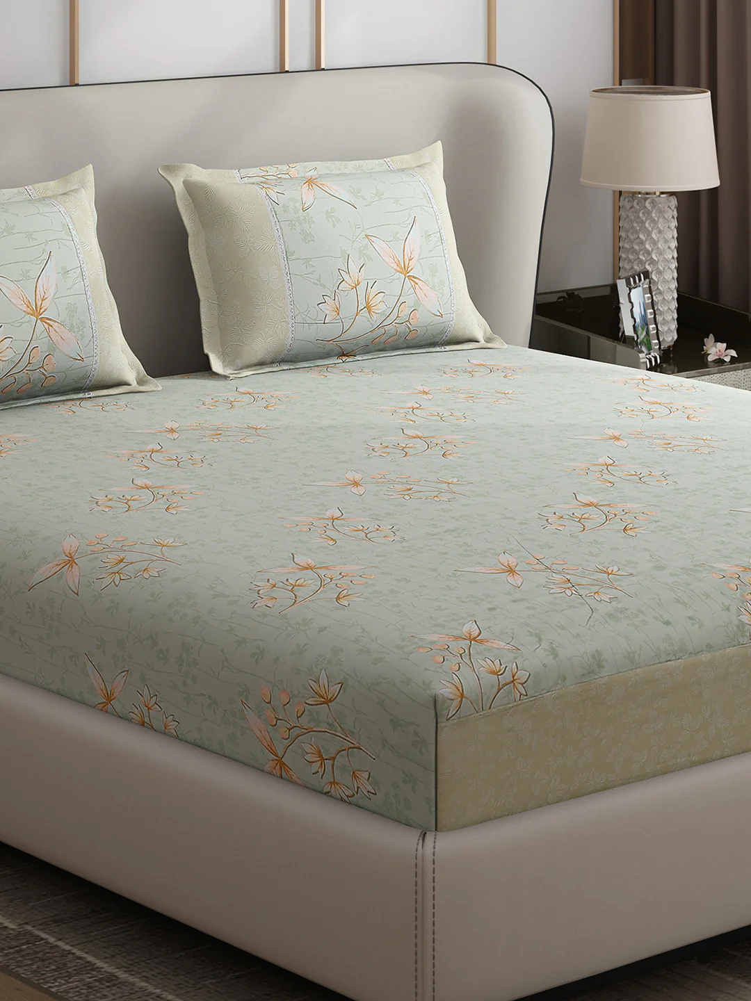 130 GSM Polyester Double Bed 1 Bedsheet with 2 Pillow Covers (Essence)
