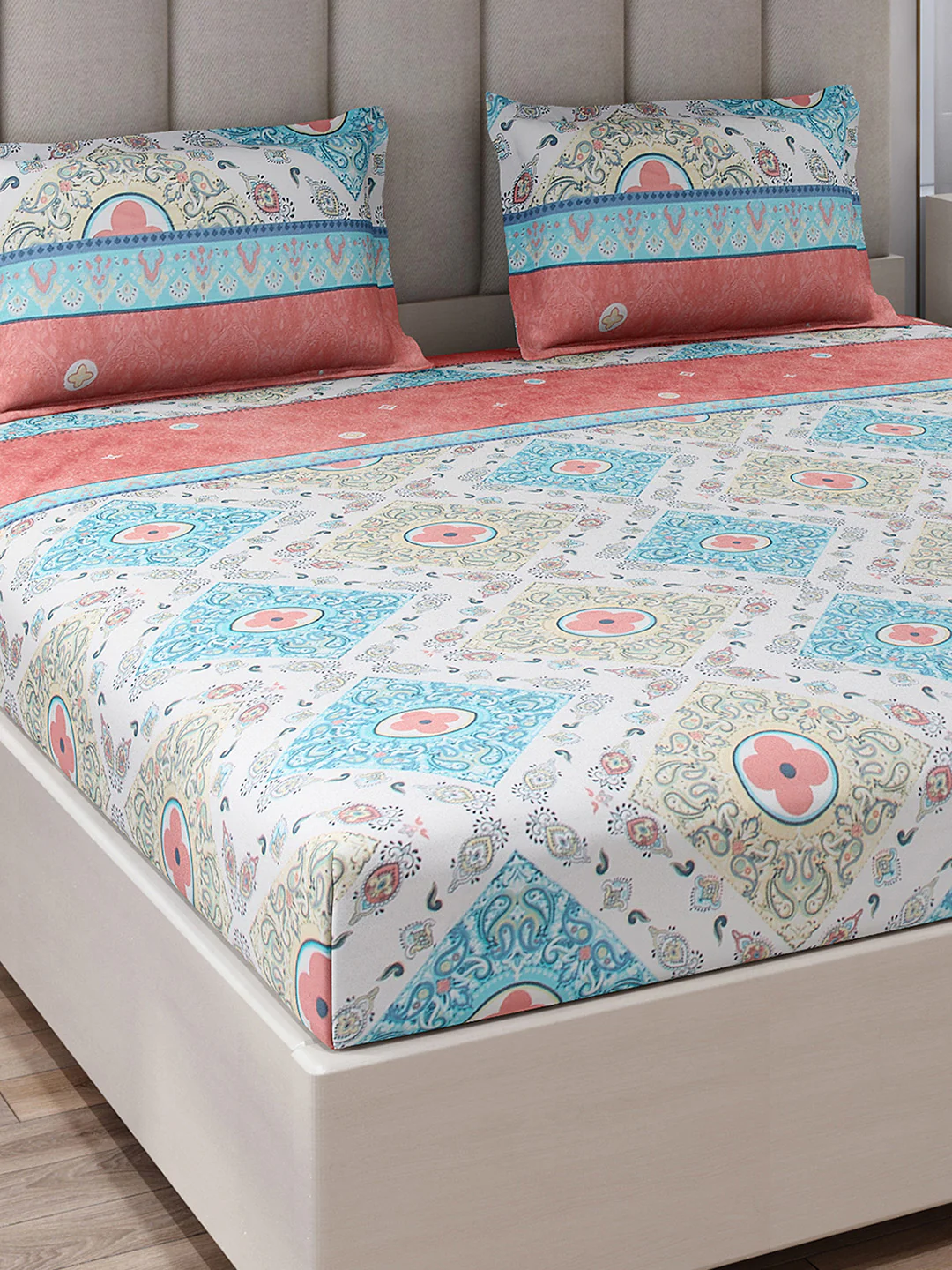 130 GSM Polyester King Size 1 Bedsheet with 2 Pillow Covers (Royal King)