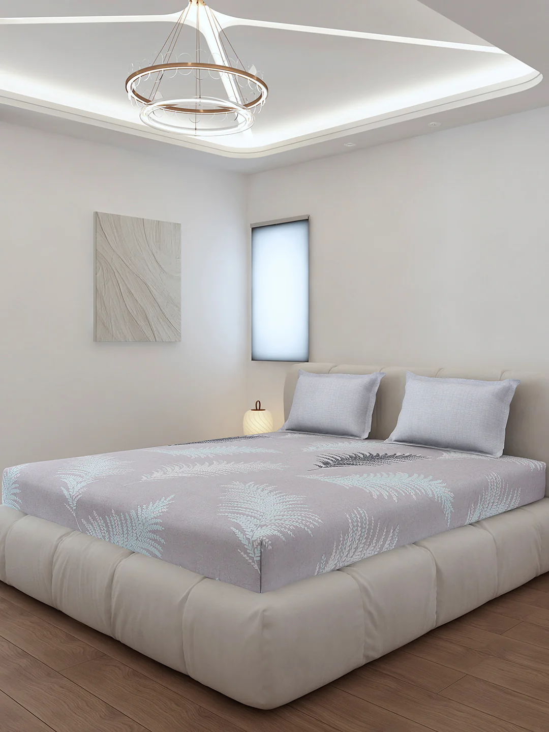 130 GSM Polyester King Size 1 Bedsheet with 2 Pillow Covers (Stanley)