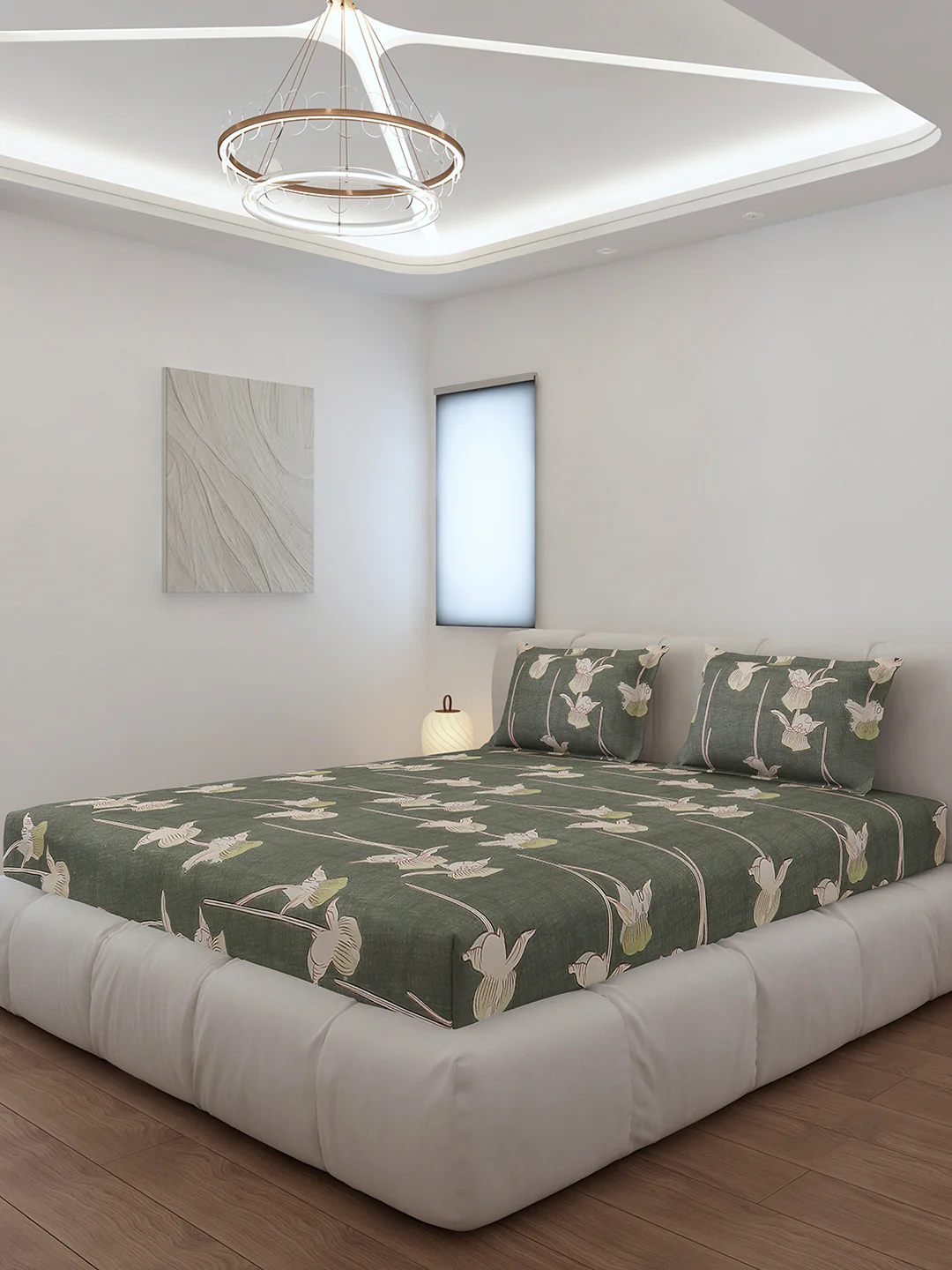 130 GSM Polyester Queen Size 1 Bedsheet with 2 Pillow Covers (Sanskriti)