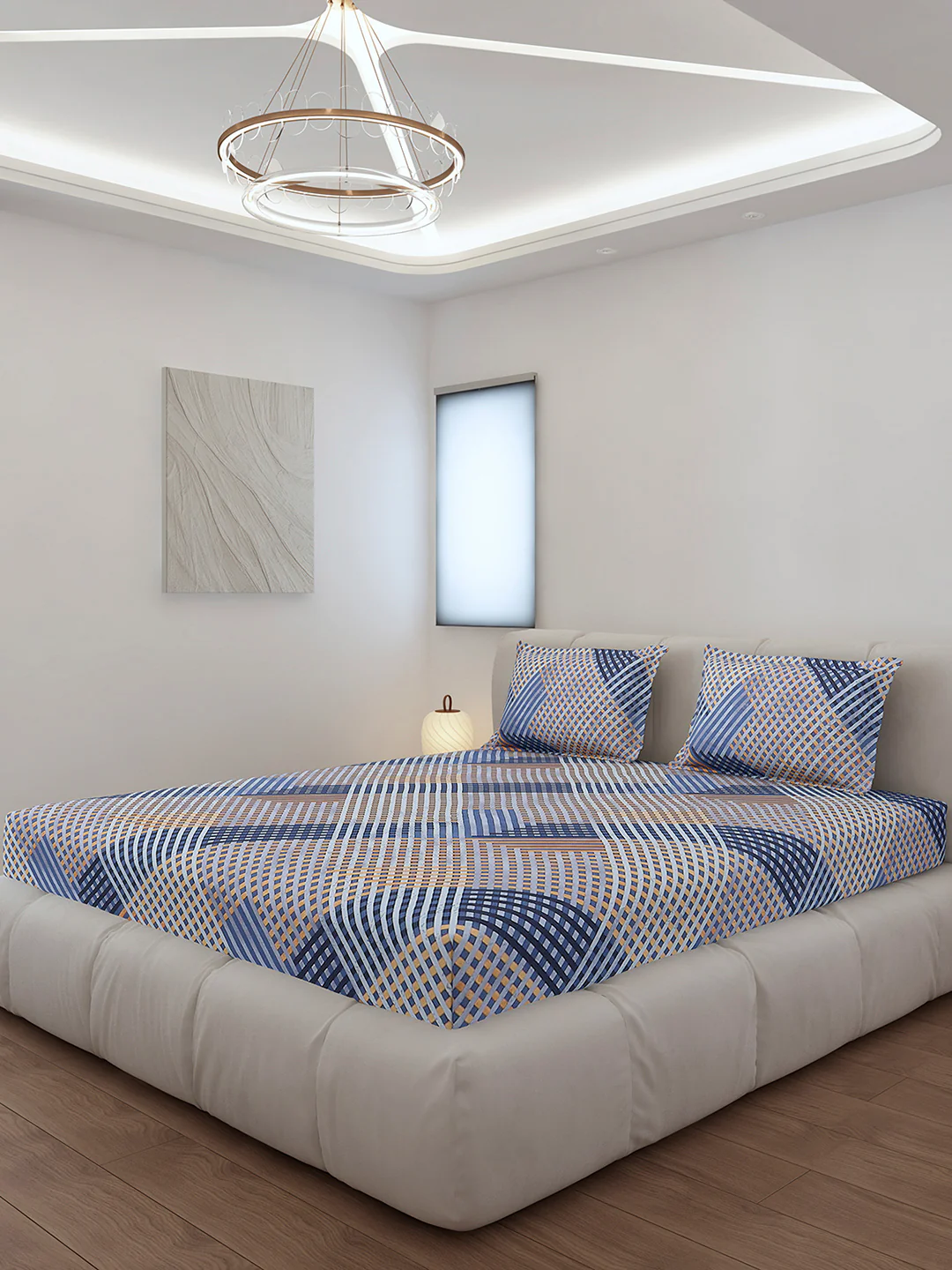 130 GSM Polyester Queen Size 1 Bedsheet with 2 Pillow Covers (Sanskriti)