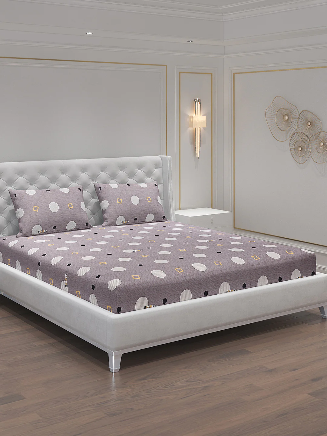 140 GSM Polyester Double Bed Bedsheet with 2 Pillow Covers