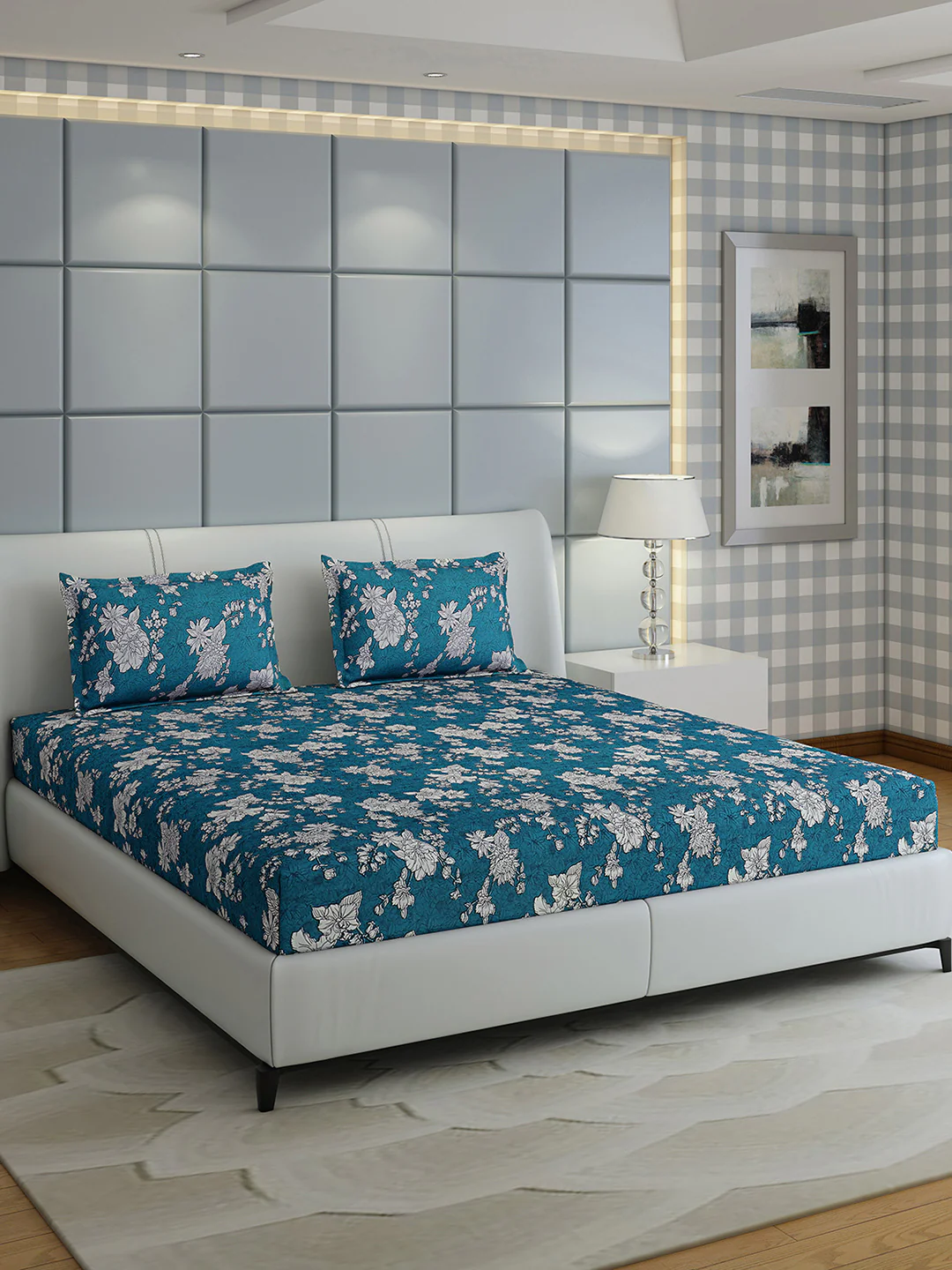 144 TC Cotton Double Bed 1 Bedsheet with 2 Pillow Covers (Fashnik)