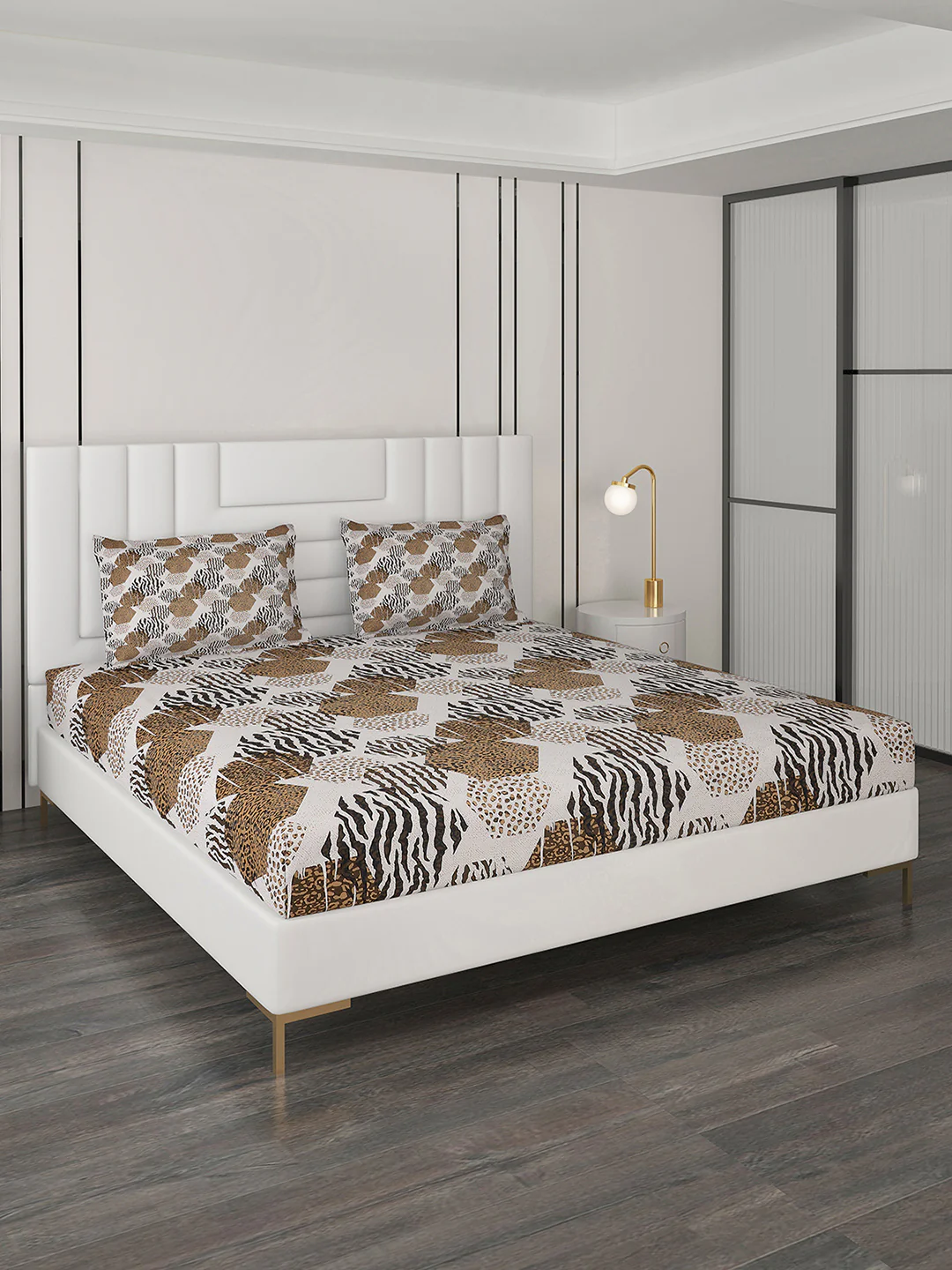 144 TC Cotton Double Bedsheet with 2 Pillow Covers