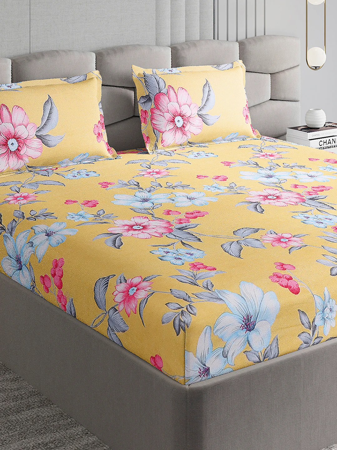 155 GSM Micro Double Bed 1 Bedsheet with 2 Pillow Cover (Clare)