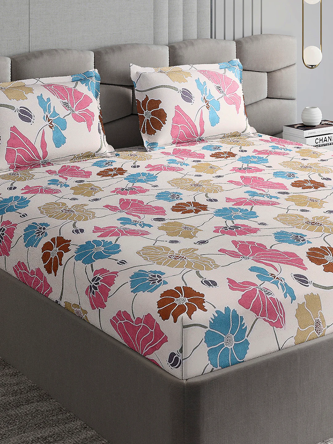 155 GSM Micro Double Bed 1 Bedsheet with 2 Pillow Cover (Clare)